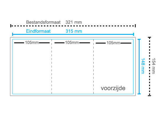 Menukaart gevouwen A6 Zigzag
